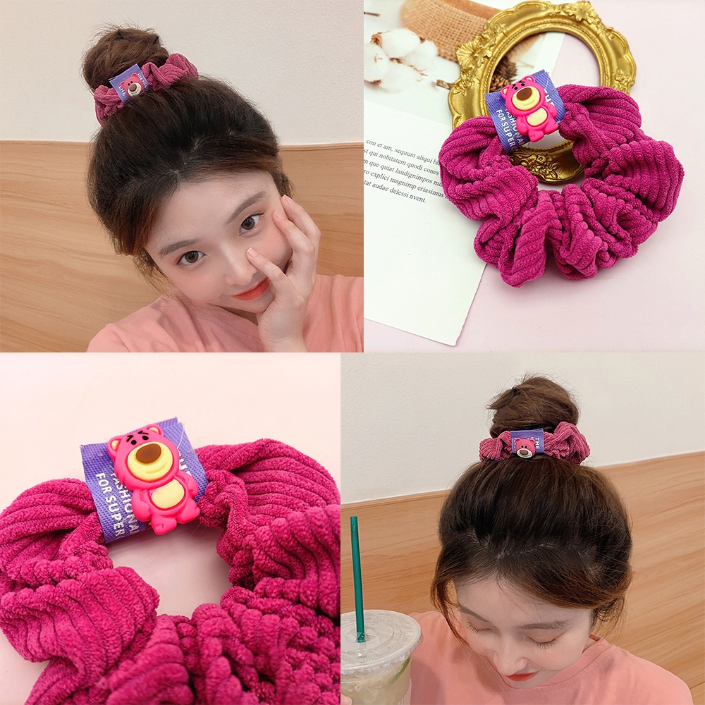 1 Dây Buộc Tóc Mềm Co Giãn Tốt Họa Tiết Dâu Tây Dễ Thương Cho Nữ