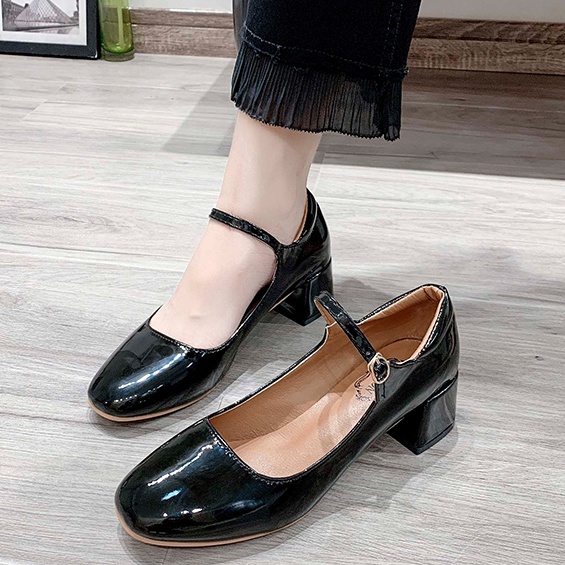 Giày cao gót nữ mũi vuông có khóa - G091