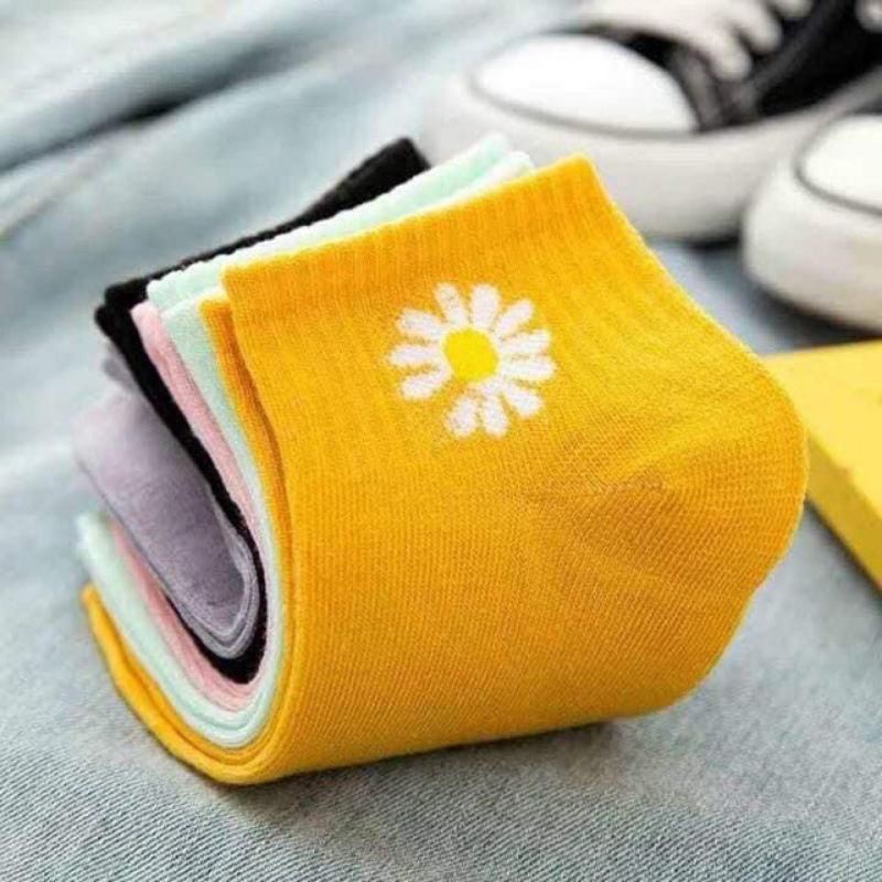 [RẺ VÔ ĐỊCH] Combo 3 Đôi Tất Vớ Nam Nữ Đi Giày - Tất cổ Trụ Hoa Cúc Lẻ Mix Màu Siêu Xinh