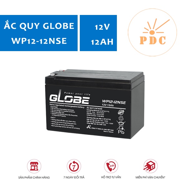 Ắc Quy Khô Globe 12V-12Ah, WP12-12NSE - (PDC-TECH)