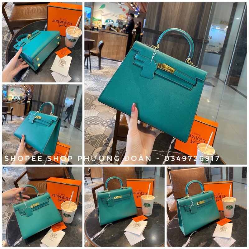 Túi kelly size 25cm tặng khăn lụa Khoá Vàng | BigBuy360 - bigbuy360.vn