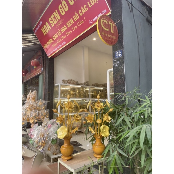 Bình Hoa Sen Gỗ Mít Cao 87cm 🌺