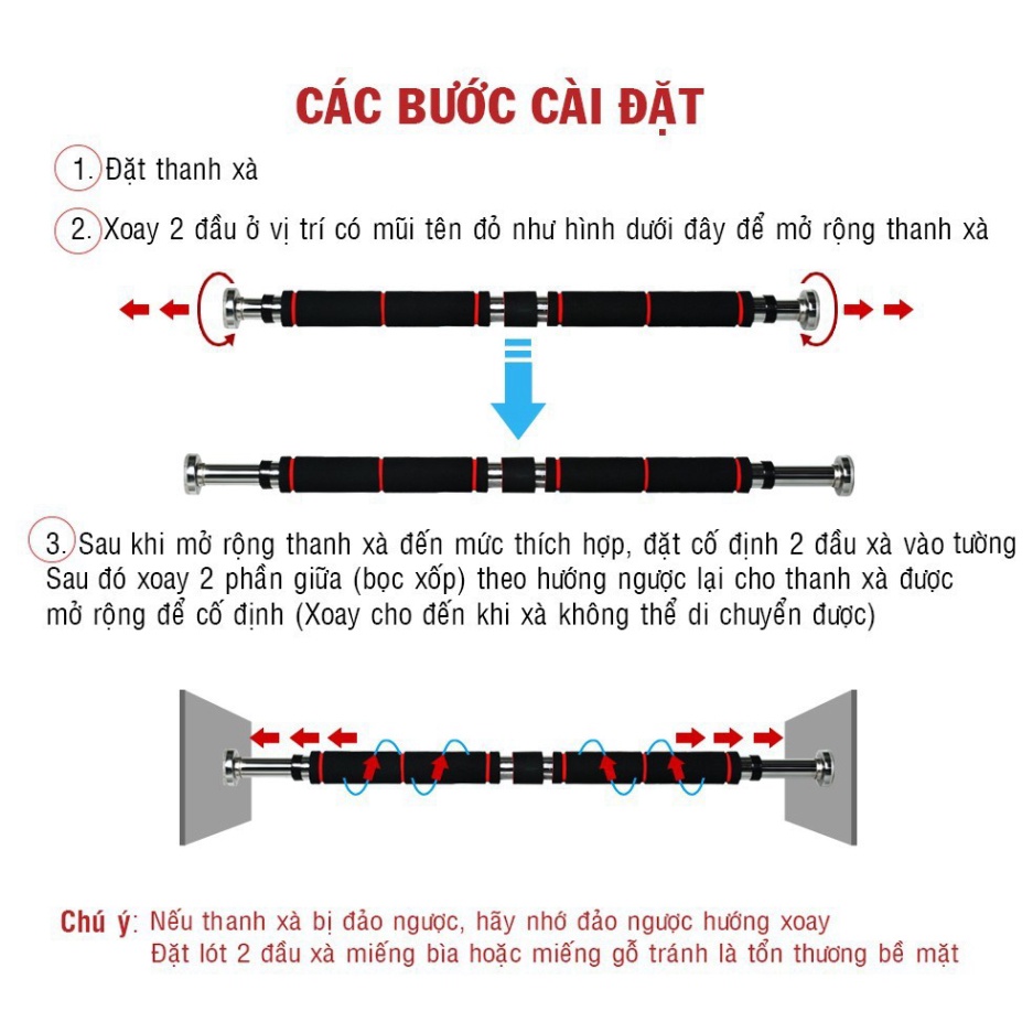 NDA Xà Đơn Treo Tường Gắn Cửa Đa Năng Dễ Điều Chỉnh 60-100cm, 80-130cm (LOẠI XỊN) 50 AO13