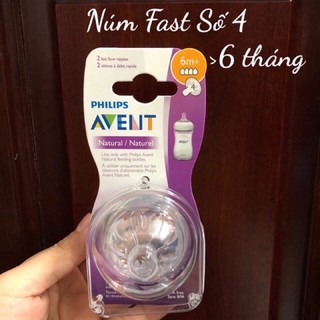 [Hàng Mỹ] Núm ti bình sữa Avent Natural số 3 Medium (3 tháng), số 4 Fast (6 tháng)