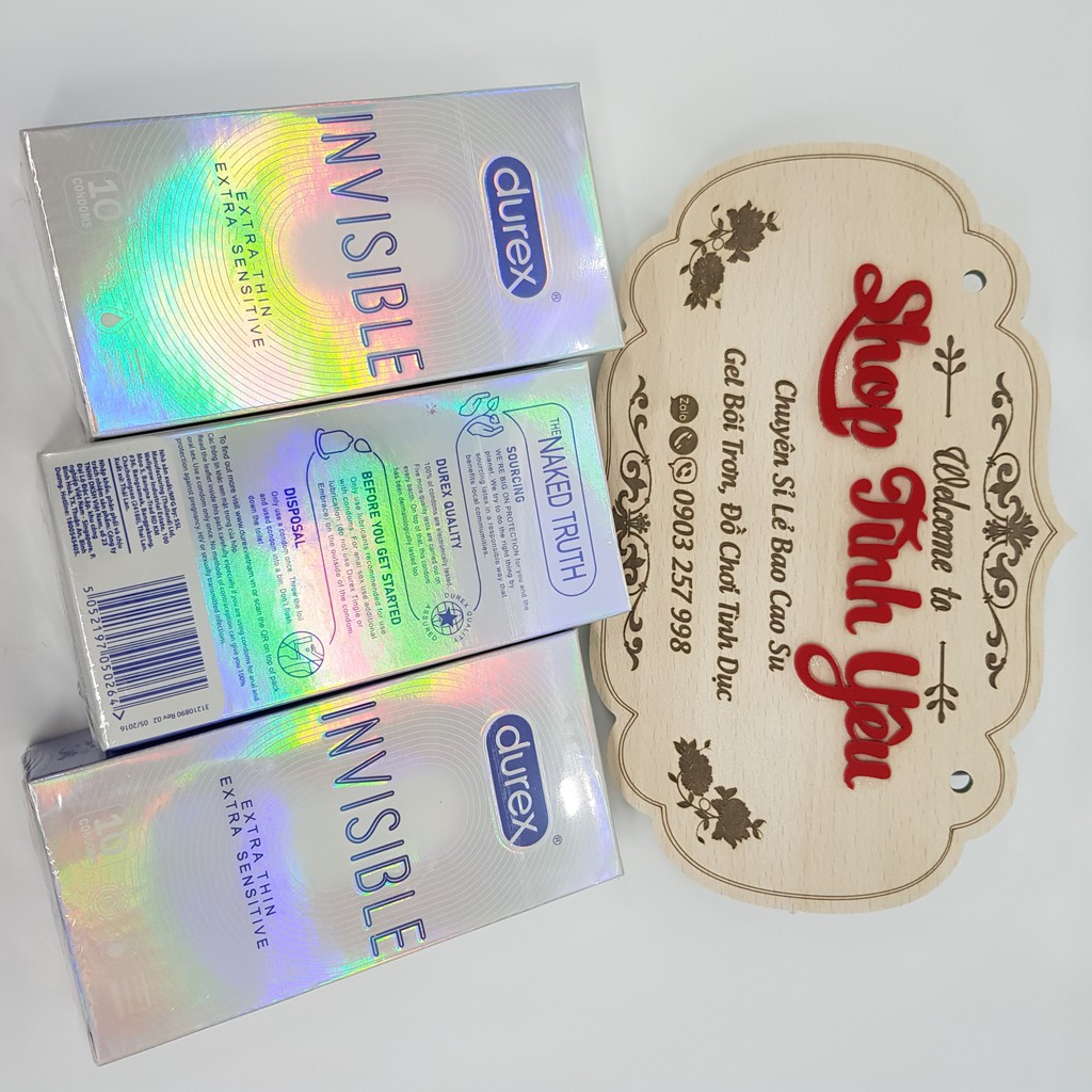 [Free Ship - Hàng Loại A] bao cao su invisible,hàng durex chính hãng, chống xuất tinh sớm, combo 2 hộp