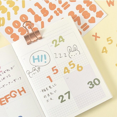 Sticker Chữ Và Số Màu Pastel, Hình Dán Trang Trí Set 2 Tấm