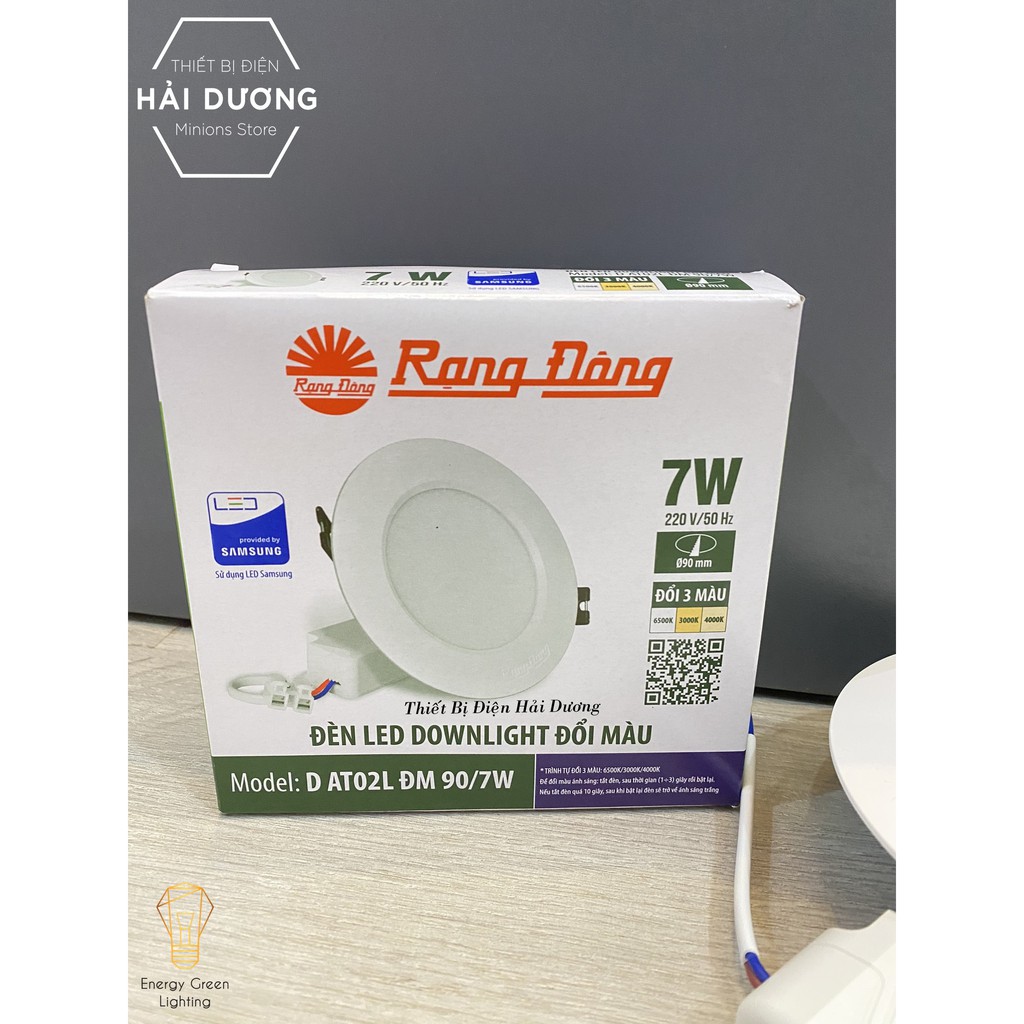 Đèn LED Downlight Âm Trần Đổi Màu Rạng Đông D AT02L ĐM 90/7W 3 Chế Độ Sáng Trắng Vàng Trung Tính