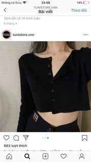 🔥Áo Croptop Gân Nút Tay Dài