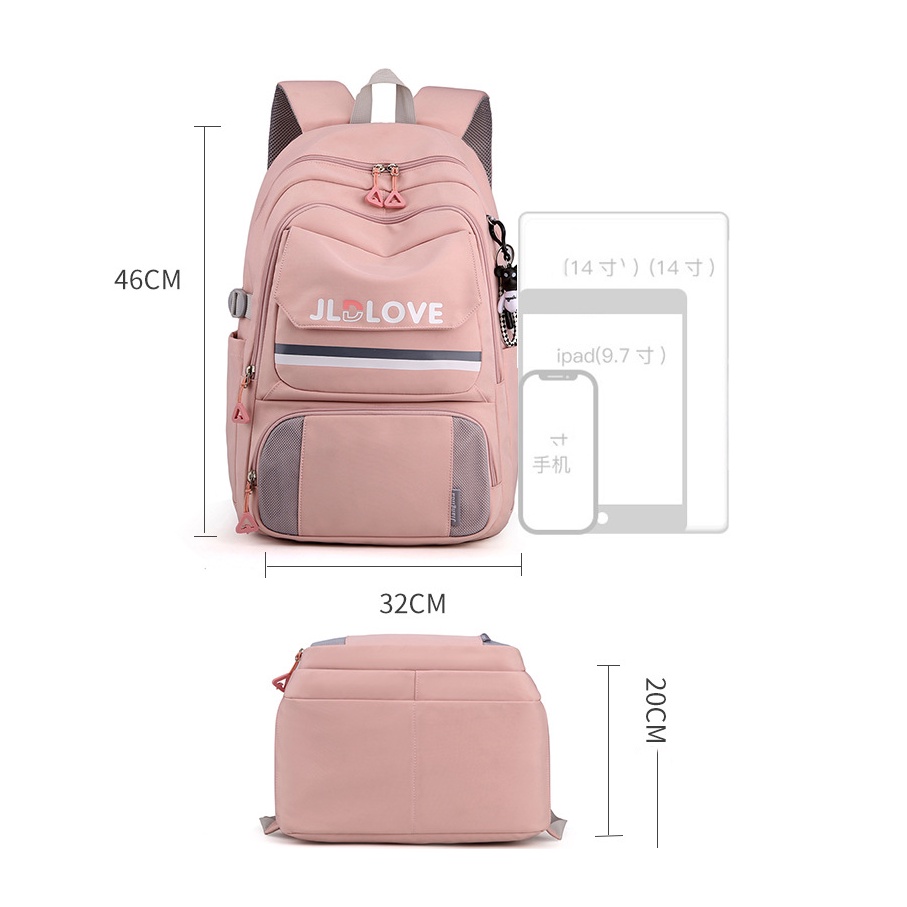 Balo nữ sinh đi học không thấm nước cao cấp phong cách hàn quốc 15.6"