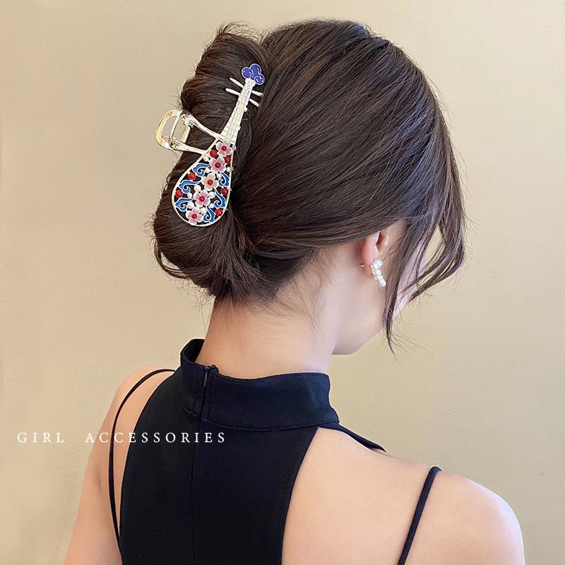 Kẹp Tóc Càng Cua Đính Đá Ngọc Trai Phong Cách Trung Hoa Cổ Điển Sang Trọng Thời Trang Cho Nữ