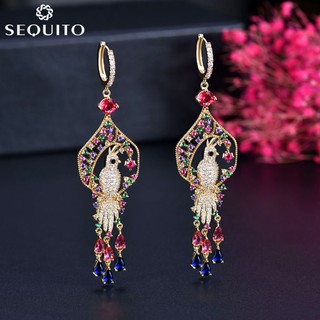 💎Phong Cách Trung Hoa Retro Thời Gian Cung Điện Chim Nhiều Màu Sắc Phoenix Flow Bông Tai Zircon Bông Tai Sang Trọng Tươi Dễ Thương Thiết Kế Vẹt Nhiều Màu Sắc Bông Tai Kim Cương Bông Tai [Sequito] E207