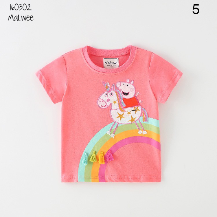 Áo phông hè cho bé trai, bé gái. Áo phông hè cotton Pony, Peppa, Thò, Khủng long Mal.wee AH06