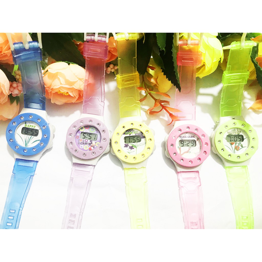 (Màu ngẫu nhiên) Đồng hồ điện tử trẻ em dây nhựa dẻo N3 | BigBuy360 - bigbuy360.vn