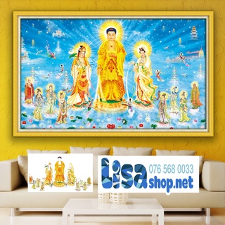 Tranh đính đá TAM THẾ PHẬT 130x80cm chưa đính lg1402