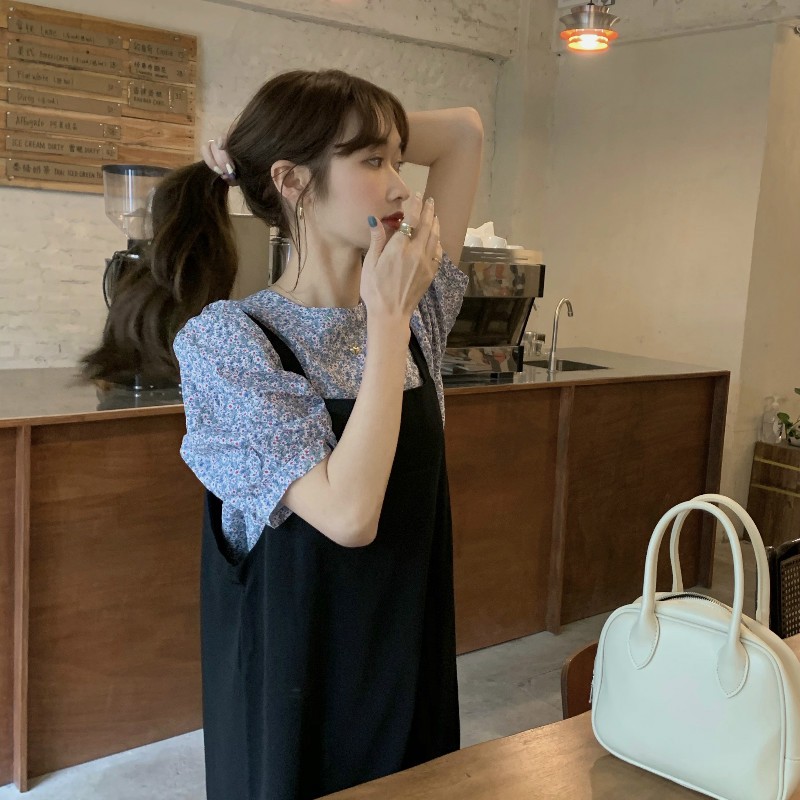 Set yếm dáng suông hoa nhí