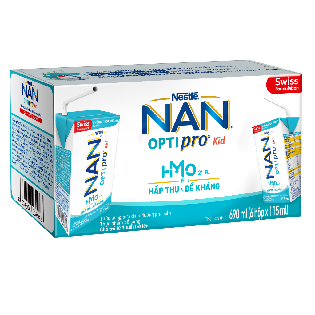[MKB GIFT] Lốc 6 Hộp Sữa dinh dưỡng uống liền Nestlé NAN Optipro Kids 115ml/hộp