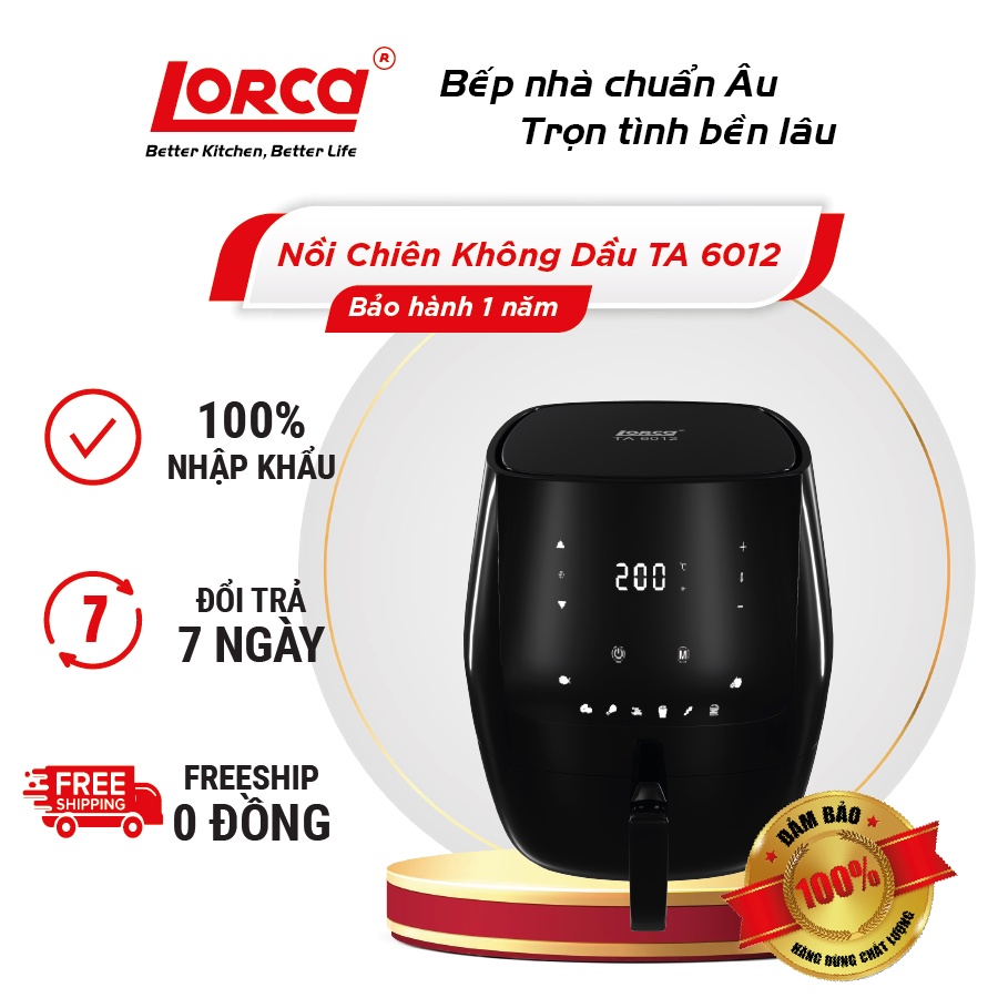 [Mã ELHADEV giảm 4% đơn 300K] Nồi chiên không dầu Lorca TA 6012 dung tích 7 lít bảo hành 3 năm