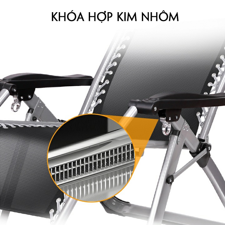 Ghế xếp thư giãn 4D khung kim loại vải sợi thoáng khí, ngồi đọc sách, xem tivi +Tặng nệm, Phụ kiện