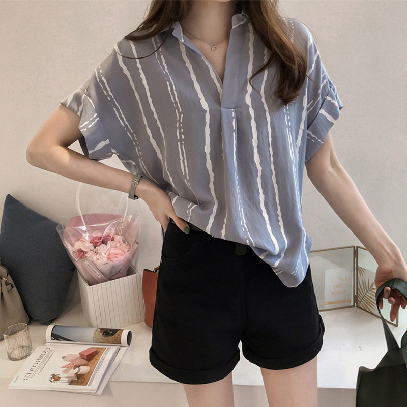 Áo Thun Nữ Tay Ngắn Họa Tiết Sọc Ngang Thời Trang | BigBuy360 - bigbuy360.vn