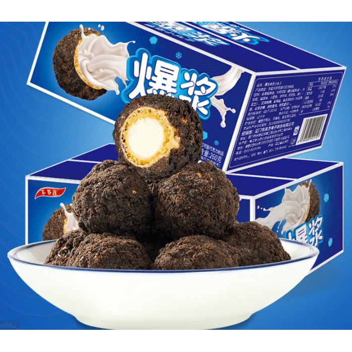 Bánh Socola nhân chảy 3 lớp SIÊU HOT, Bánh oreo Socola nhân dâu chảy KUNGFU THE MINI BALL