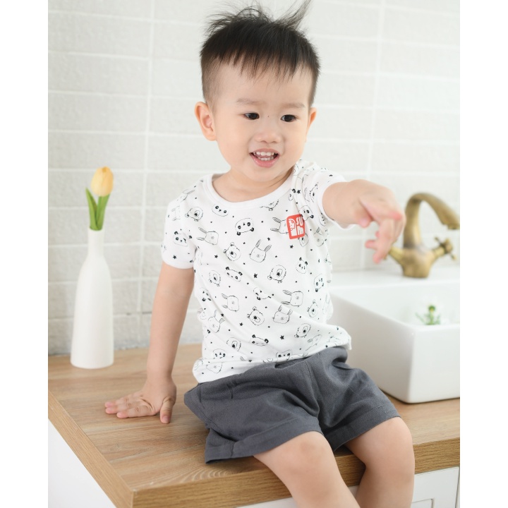 Áo phông bé trai IAMSU áo phông cộc tay cho bé trai cotton organic nhập Hàn, cao cấp thấm hút tốt, độ bền cao