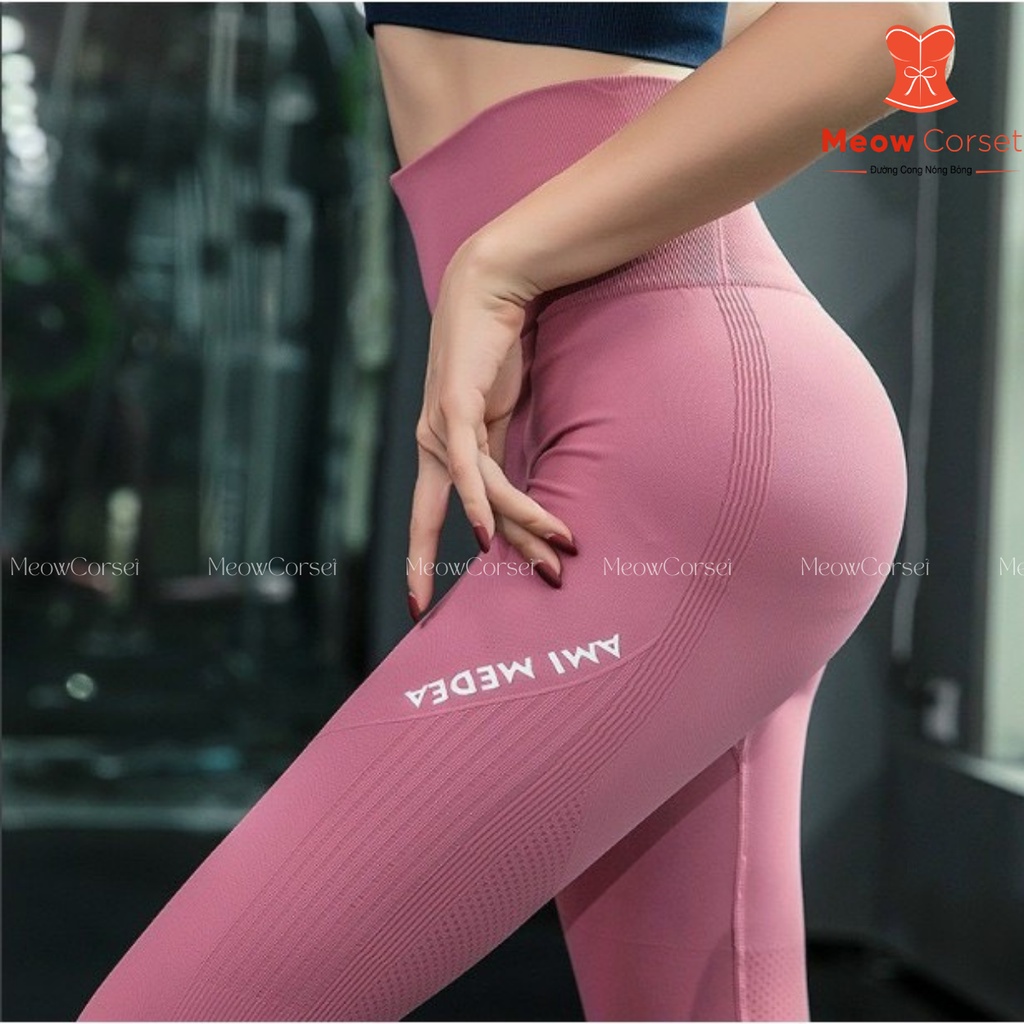 Quần tập gym yoga dáng dài ami cạp cao gen bụng nâng mông [MEOW Corset]