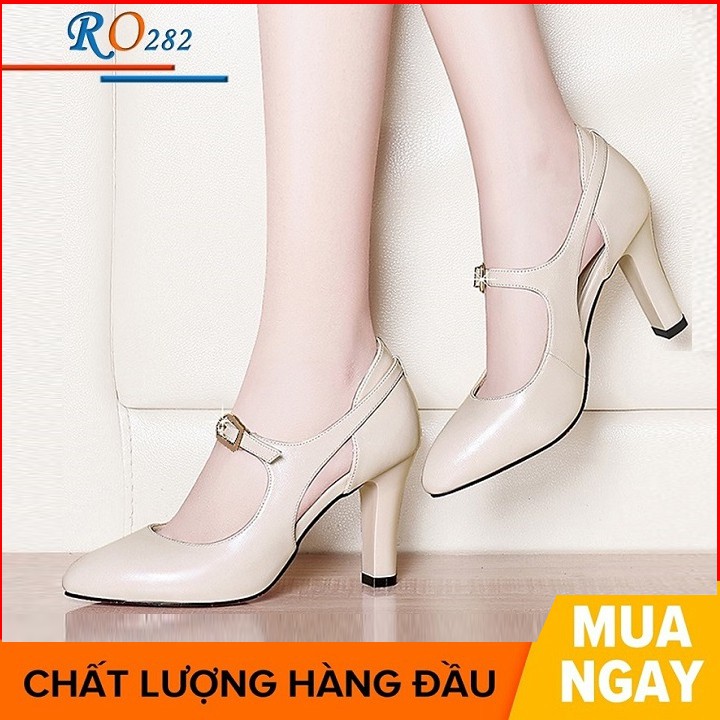 [THƯƠNG HIỆU VIỆT] Giày sandal nữ cao gót 7 phân hai màu đen kem hàng hiệu rosata ro282