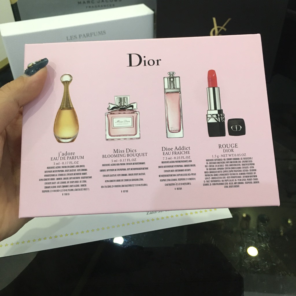 Bộ nước hoa mini Nước hoa kèm son dior perfume lipstick set. bộ Môi Kèm Hộp Đựng Màu Hồng Xinh Xắn 999