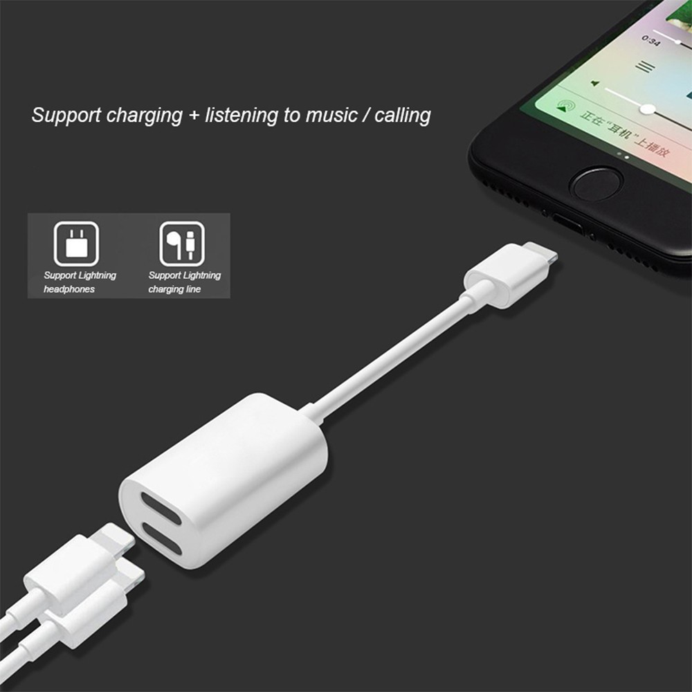 Cáp sạc chia cổng tai nghe Lightning 1 sang 2 cho iPhone 7 7 Plus