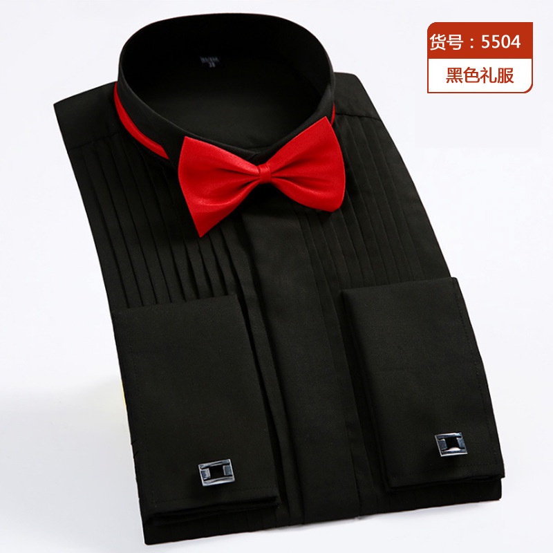 Áo Sơ Mi Tuxedo Pháp Tay Dài Cổ Bẻ 3 Màu Cho Nam