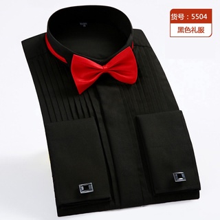 Áo sơ mi tuxedo pháp tay dài cổ bẻ 3 màu cho nam