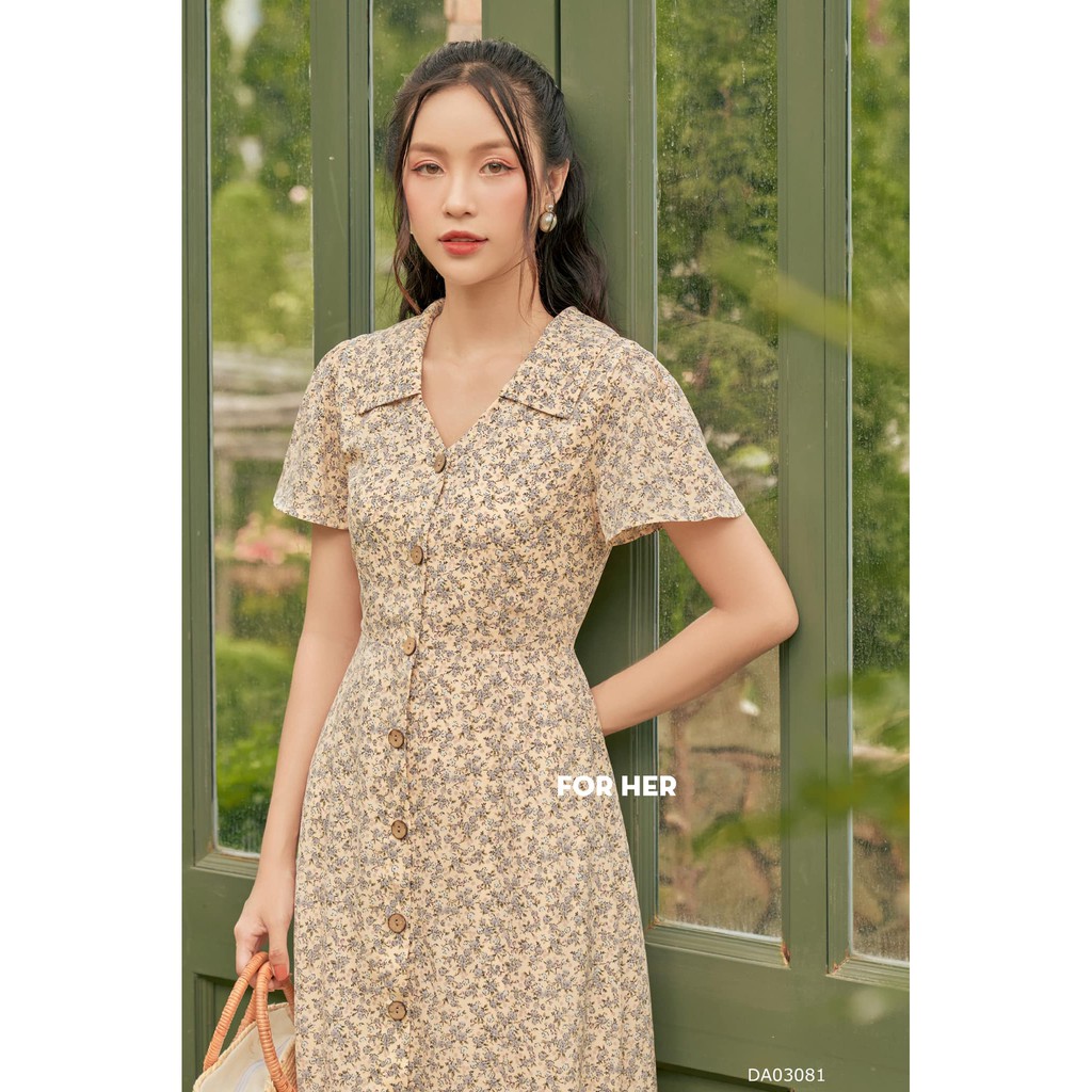 Đầm cài nút cổ V DA0308