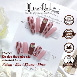 Nail box da báo đỏ mắt mèo kim cương móng úp thiết kế đo size theo yêu cầu nb052 140
