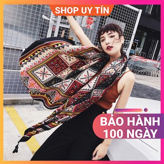 Khăn Quàng Cổ Thổ Cẩm Vintage - Khăn Choàng Boho Len Cashmere Nữ Đẹp