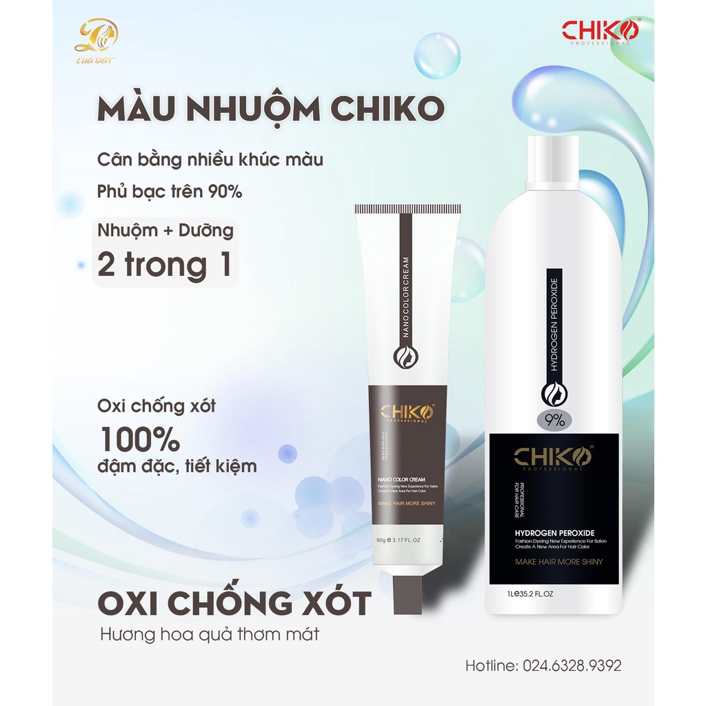 Thuốc nhuộm tóc màu NÂU CARAMEL  tặng kèm trợ dưỡng oxy 100ml,màu nhuộm Chiko hairtrends shop (CCK6.75)