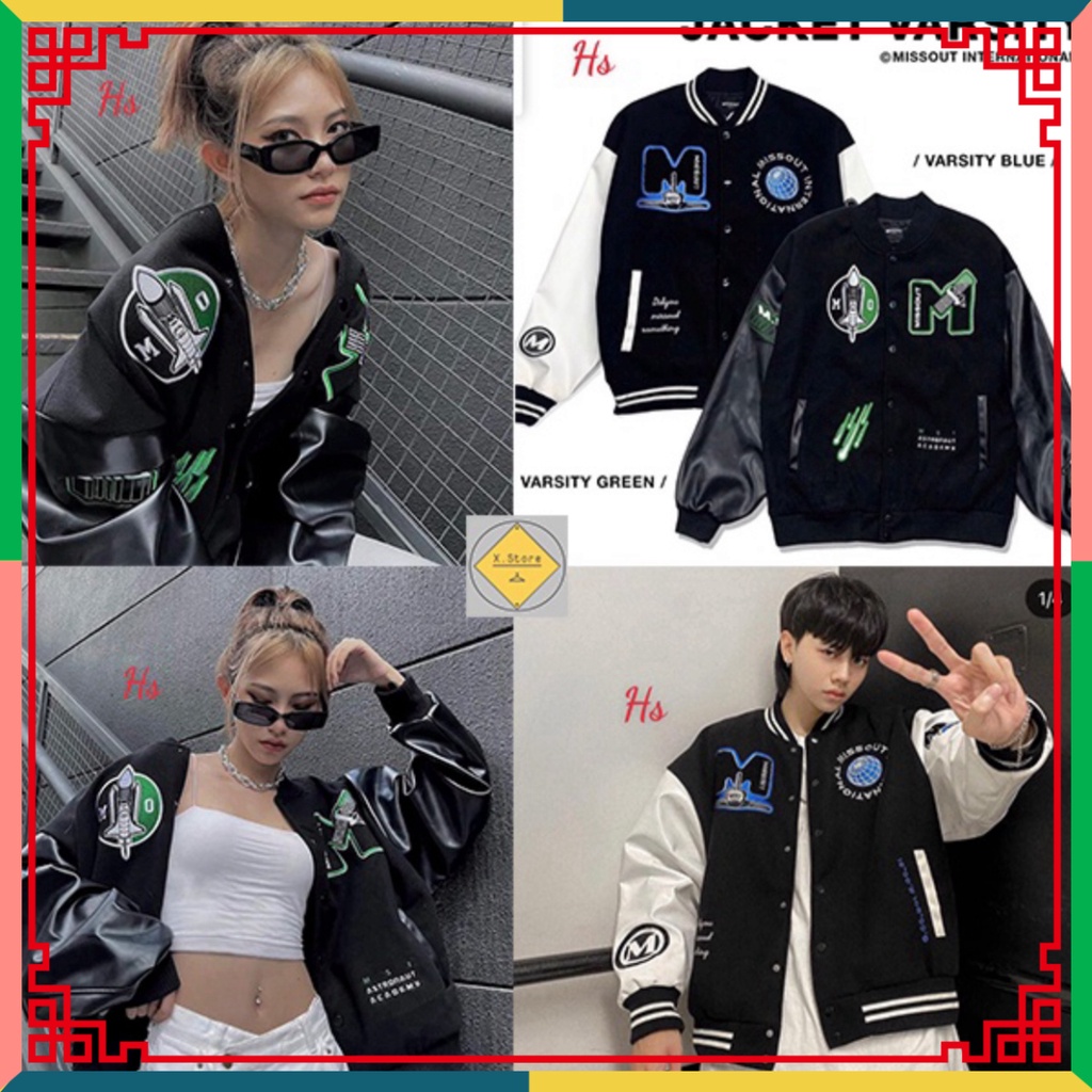 @ Áo Khoác Bomber Jacket Varsity Cardigan Missout Họa Tiết Thêu Chất Đẹp Có Ảnh Thật - Áo Bomber Nam Nữ Hót Trend X.Sto