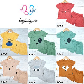 BỘ NGẮN TAY THUN LẠNH NHIỀU MÀU MẶT ĐỘNG VẬT DỄ THƯƠNG CHO BÉ TỪ 7KG - 17KG