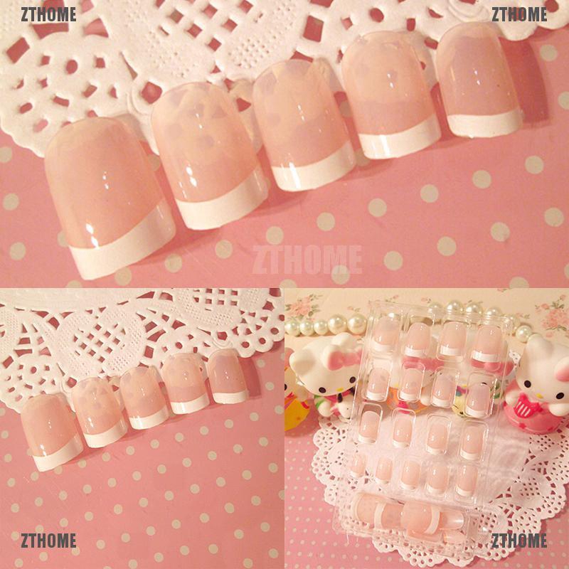 Kj♠ Hộp 24 Móng Tay Giả Kiểu Pháp Tự Trang Trí