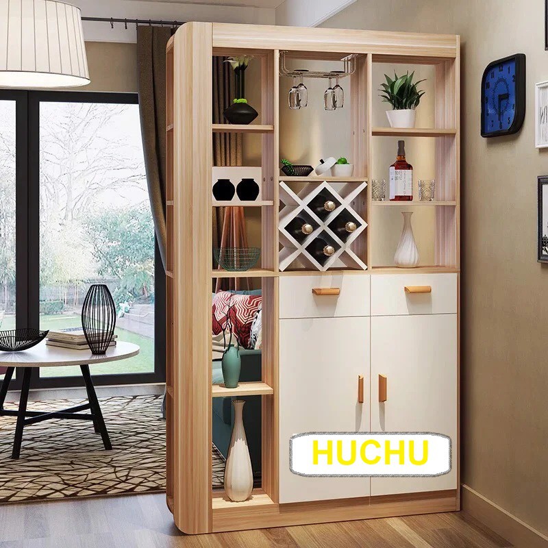 Kệ - Tủ rượu trang trí kiêm vách ngăn phòng khách kiêm tủ giày dép; độ dày gỗ 12li