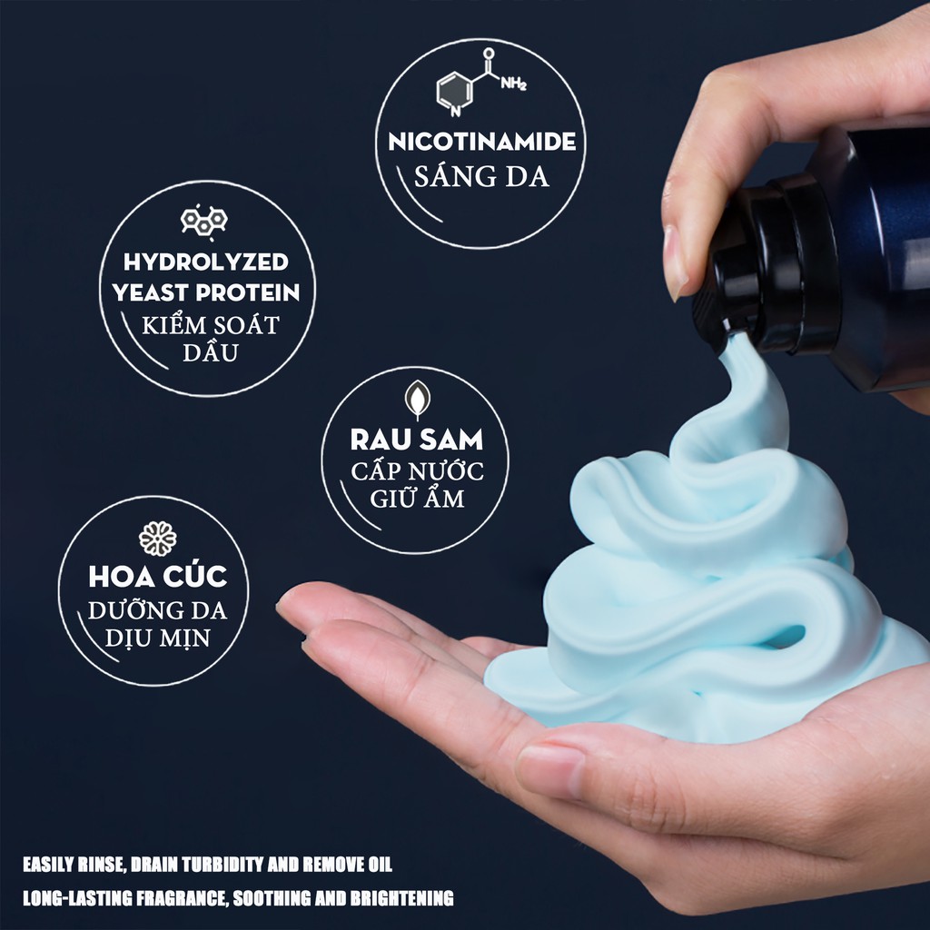 Sữa Tắm Nam Siêu Bọt Mousse BLUEMAN Dưỡng Ẩm Da Hương Thơm Dài Lâu 300ml ZL81