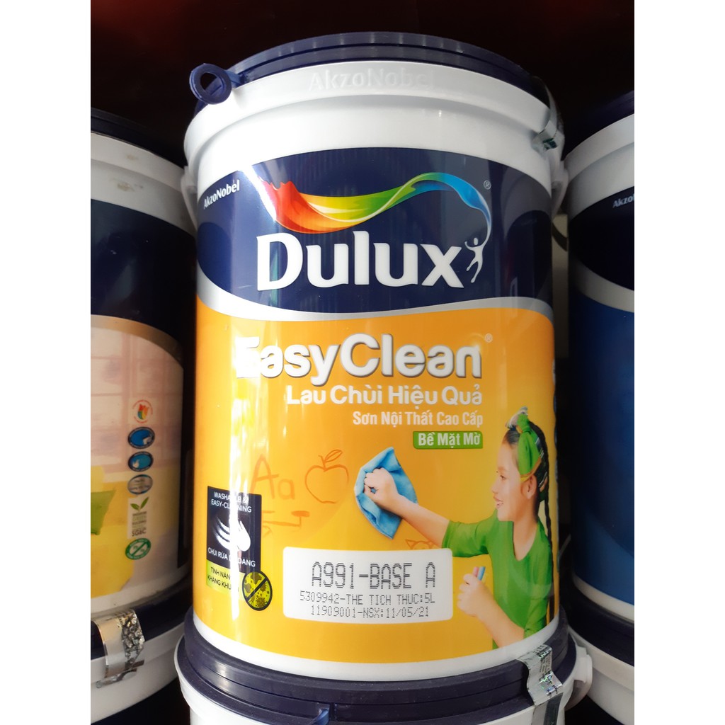 SƠN NƯỚC DULUX NỘI THẤT LAU CHÙI HIỆU QUẢ BỀ MẶT MỜ 5L - CAM KẾT CHÍNH HÃNG