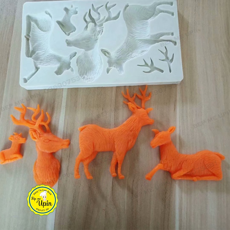 Khuôn silicon hình tuần lộc/ giáng sinh khuôn làm rau câu bánh sinh nhật