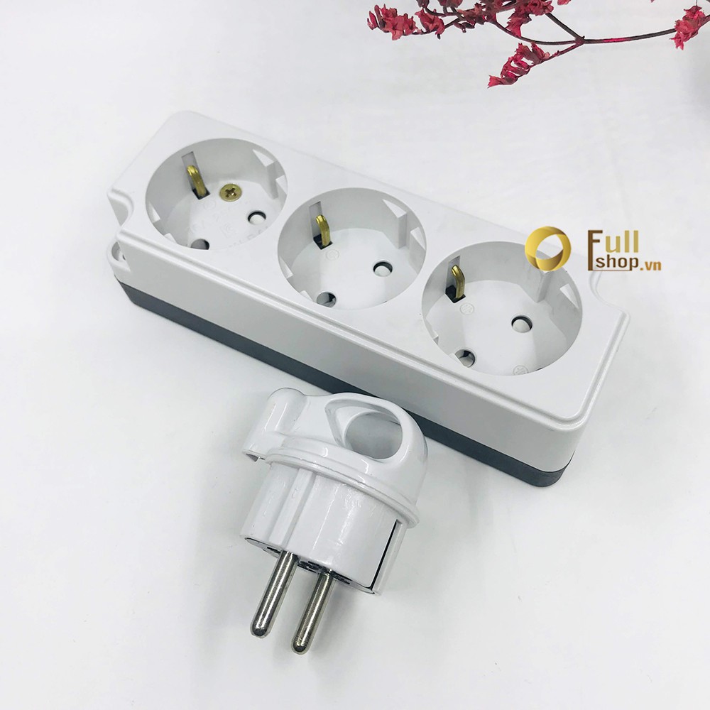 Phích cắm schuko 16A có khe tiếp địa, có tay rút thông minh FS-PCK01