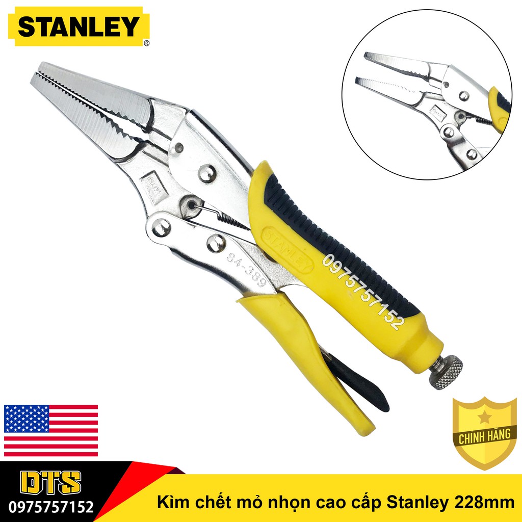 Kìm chết mỏ nhọn cao cấp Stanley 228mm, thép siêu cứng Cr-Mo chịu lực mạnh, tay cầm bọc nhựa cao su nguyên khối