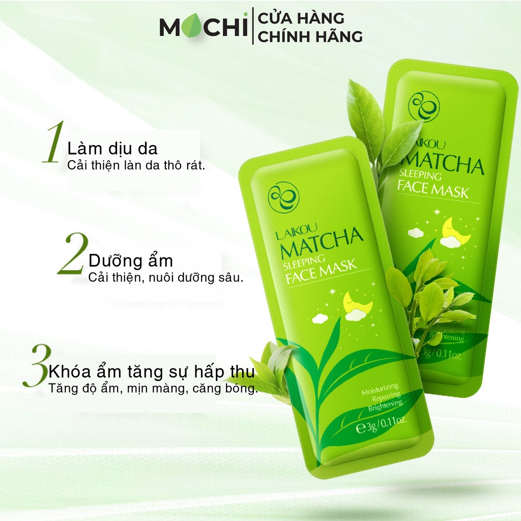 Mặt Nạ Ngủ Matcha Trà Xanh Laikou Dưỡng Trắng Da Cấp Ẩm Giảm Mụn Mask Nội Địa Trung MOCHI SHOP