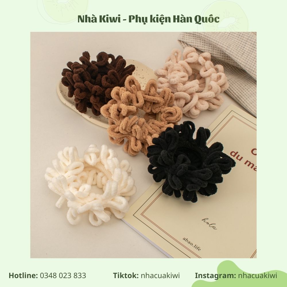 Dây buộc tóc scunchies màu vintage phong cách Hàn Quốc cho nữ