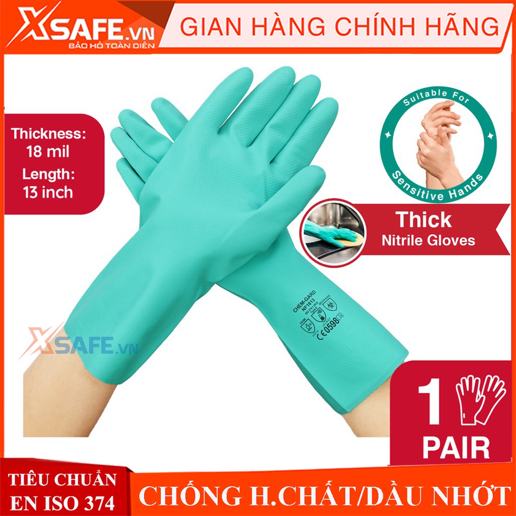 Găng tay cao su Nastah NF1513 găng tay nitrile chống hóa chất - chống axit - dầu nhớt - không gây dị ứng, đổ mồ hôi tay