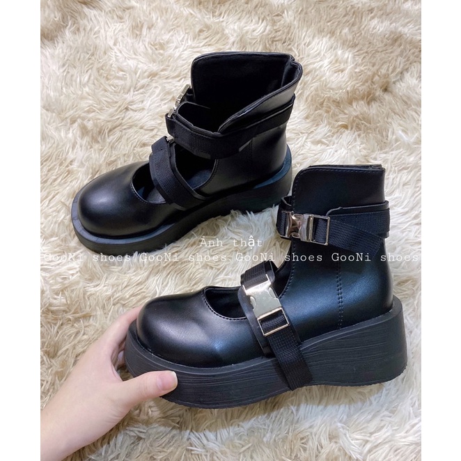 Giày boot chiến binh cao cổ, giày mary jane phong cách lolita cá tính độc lạ thời trang dành cho nữ