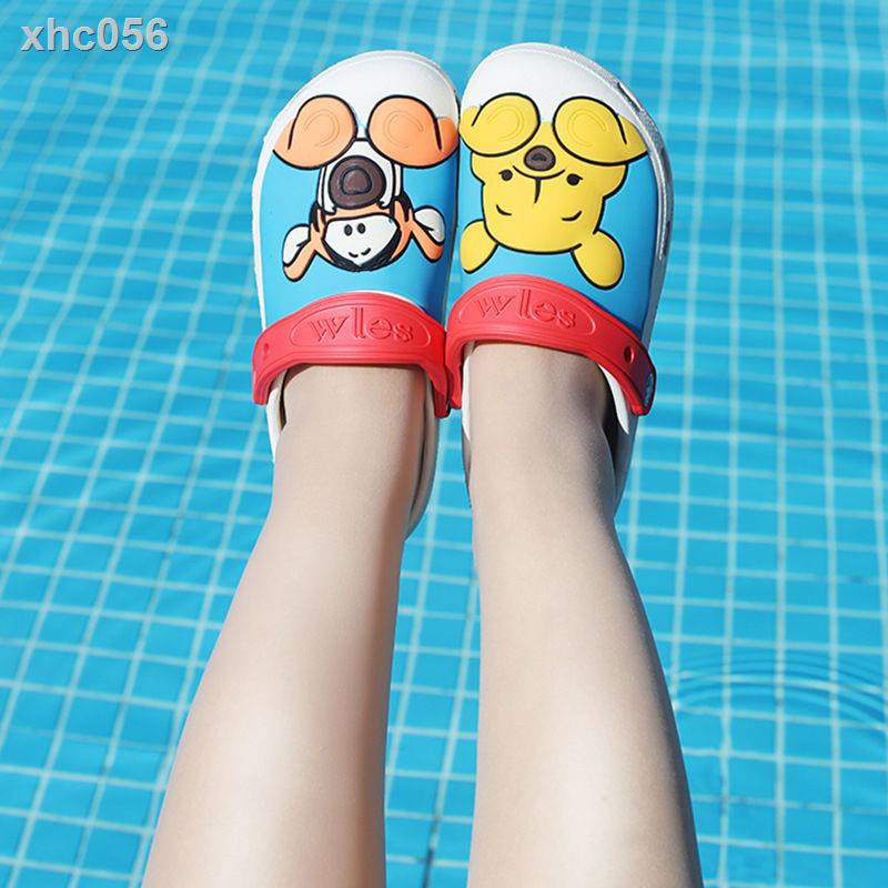 ♠✒Giày sandal đục lỗ in hình gấu Pooh dễ thương cho bé