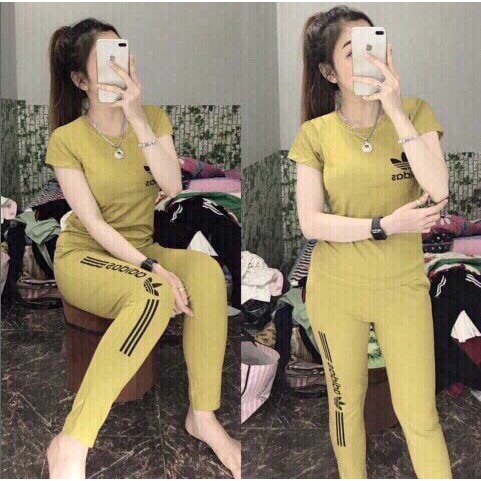 Đồ bộ cotton thể thao logo thêu siêu xinh